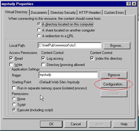 Microsoft Iis 4 Virtual directory properties