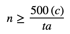 Rule of Thumb for Sample Size Equation