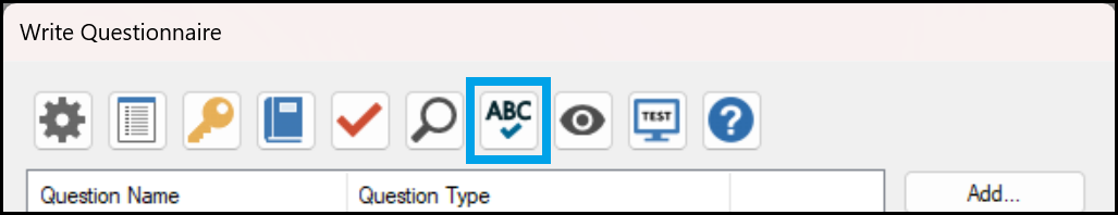 SpellCheck WriteQuestionnaireToolbar